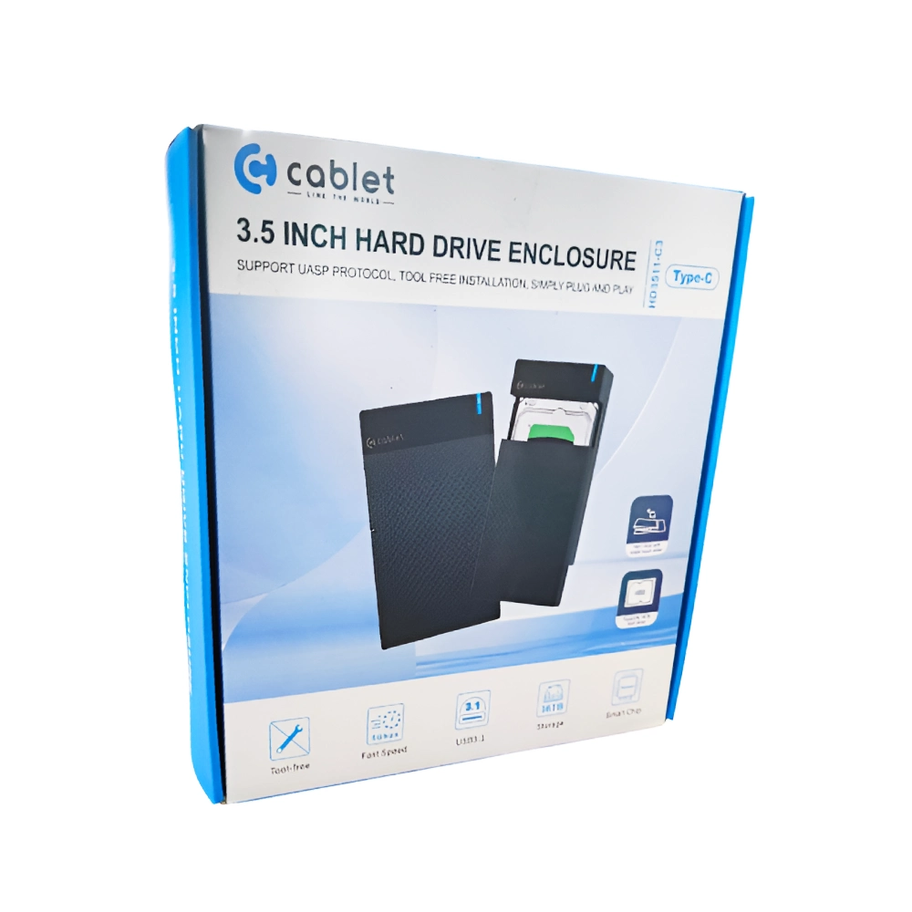 Cablet HDD Casing 3.5 Inch Type-C With Adapter
